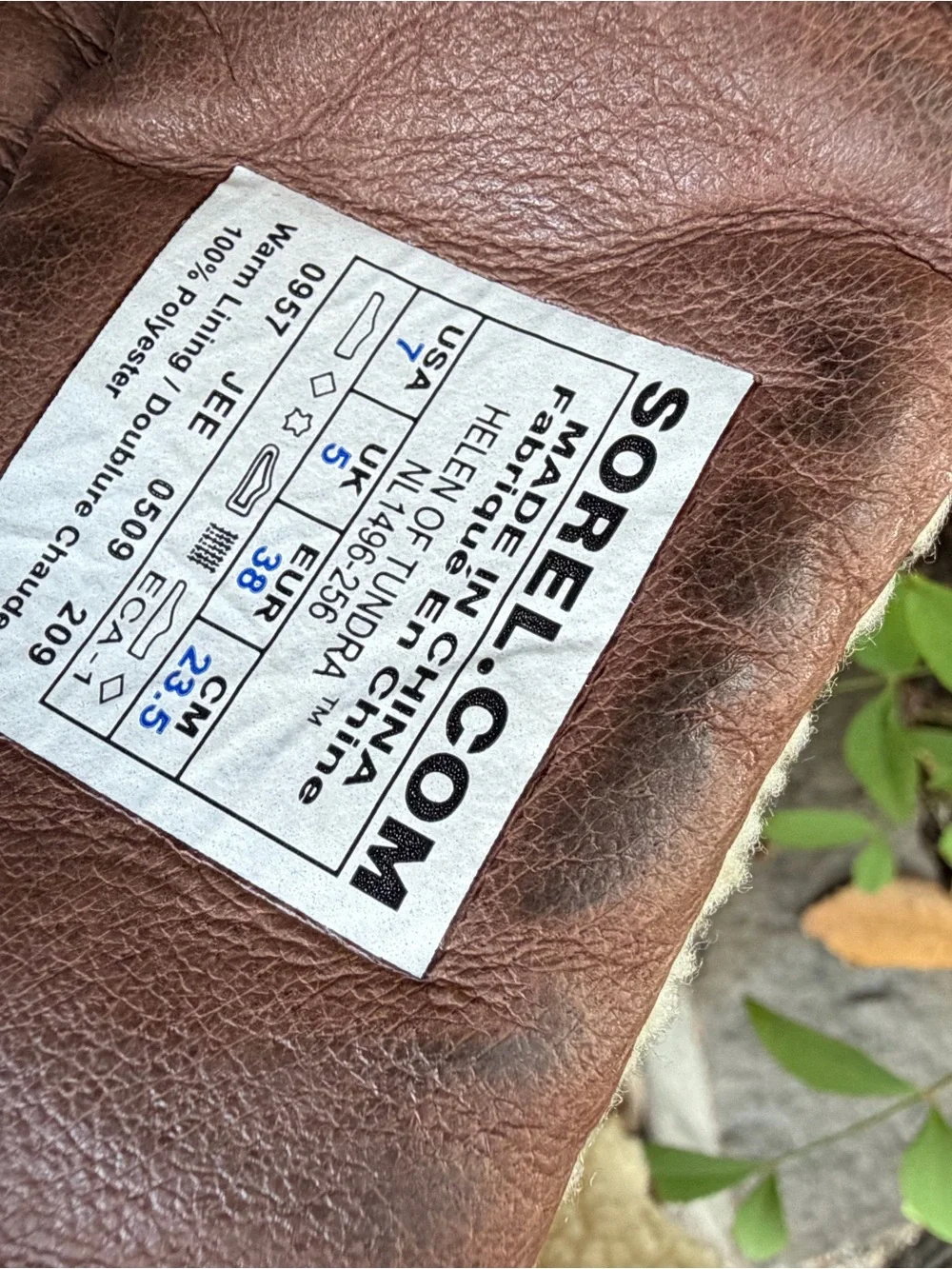 Women’s Sorrel Brown and Cream Leather Waterproof Winter Boots Size 7